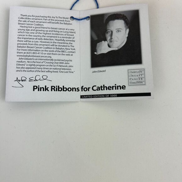 Vintage Blown Glass Pink Ribbons Breast Cancer Ornament Limited Edition with Box - Picture 12 of 13
